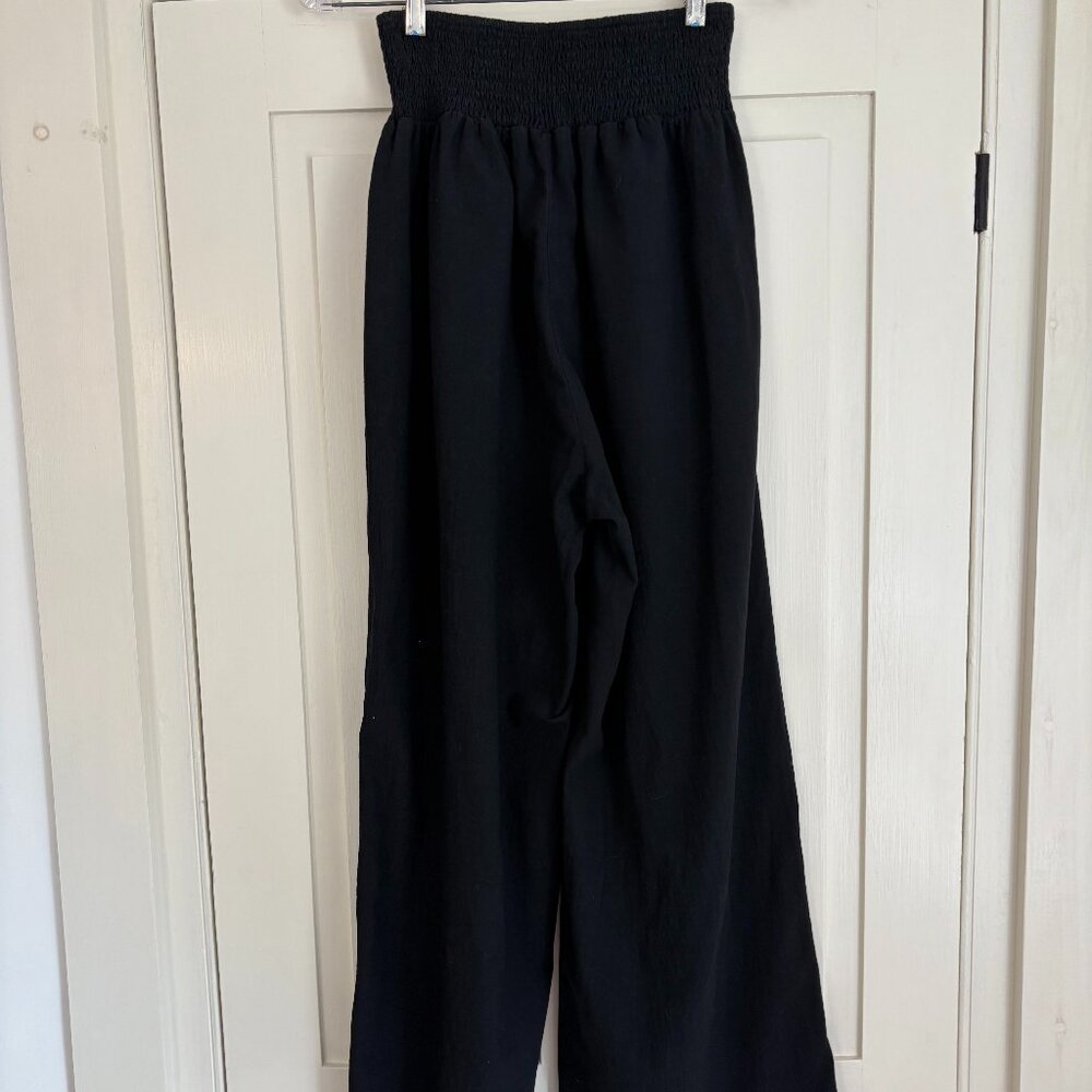 Wide Leg, Smocked High-Waisted Black Pants, Unbranded, Size Medium